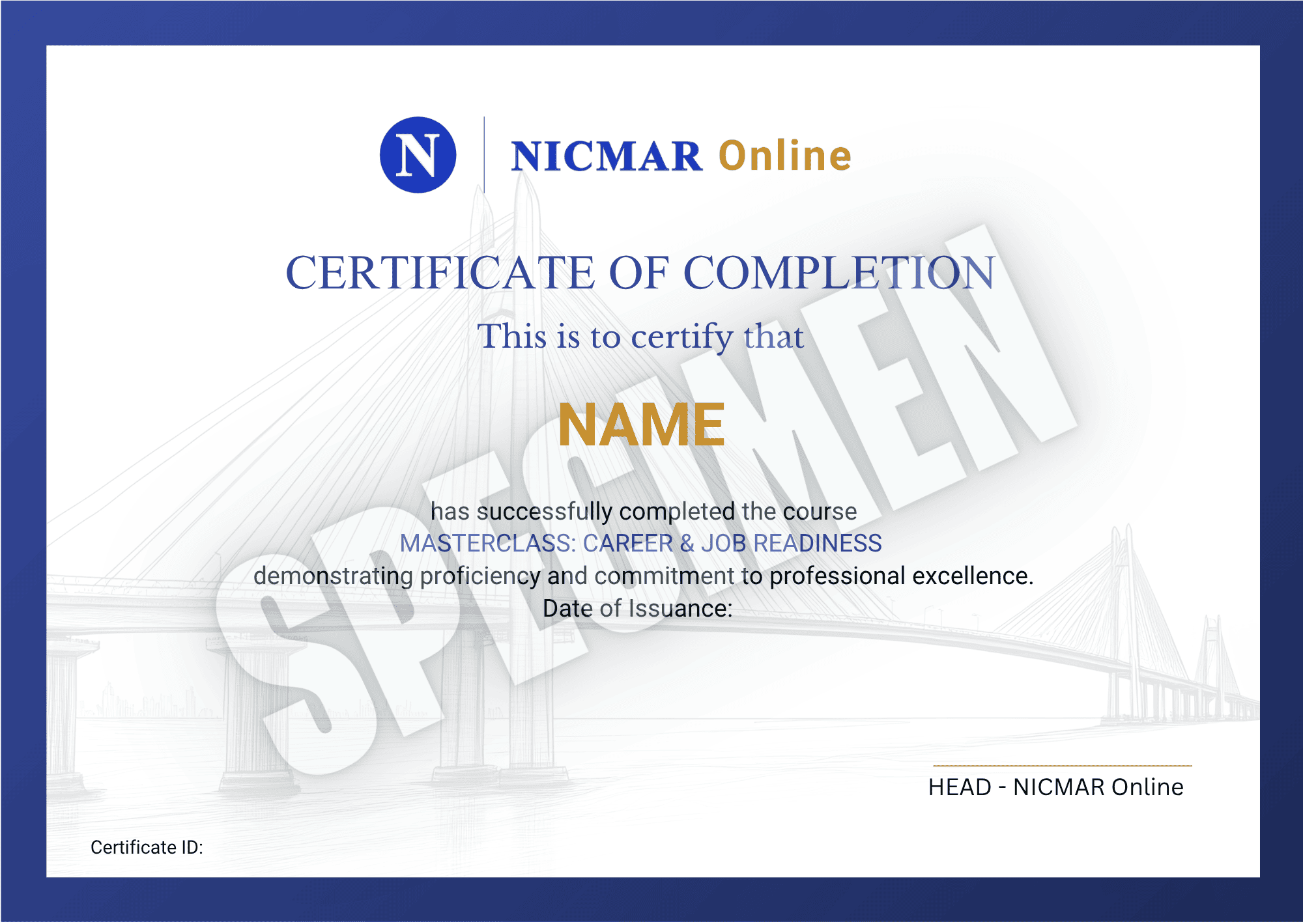NICMAR Online Certificate of Achievement